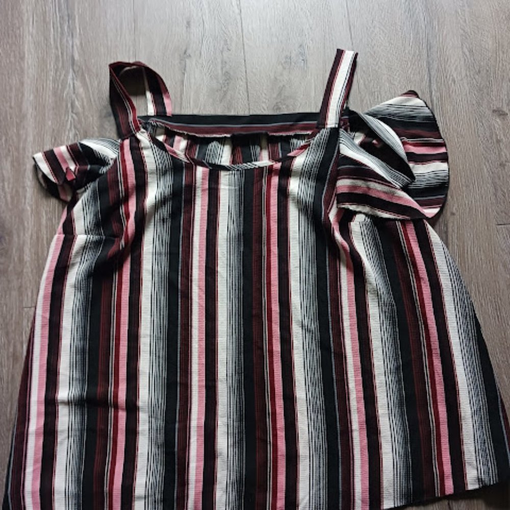 Arawbella Sleeveless Plus Size Blouse Stripe pattern 2XL